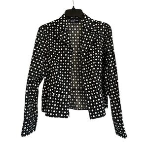 Jones New York Polka Dot Black and White Size Medium Long Sleeve Zip Up Jacket